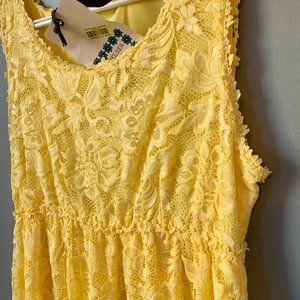 NWT Chelsea & Violet Yellow Lace Dress - Size L - Floral Lace Spring Dress